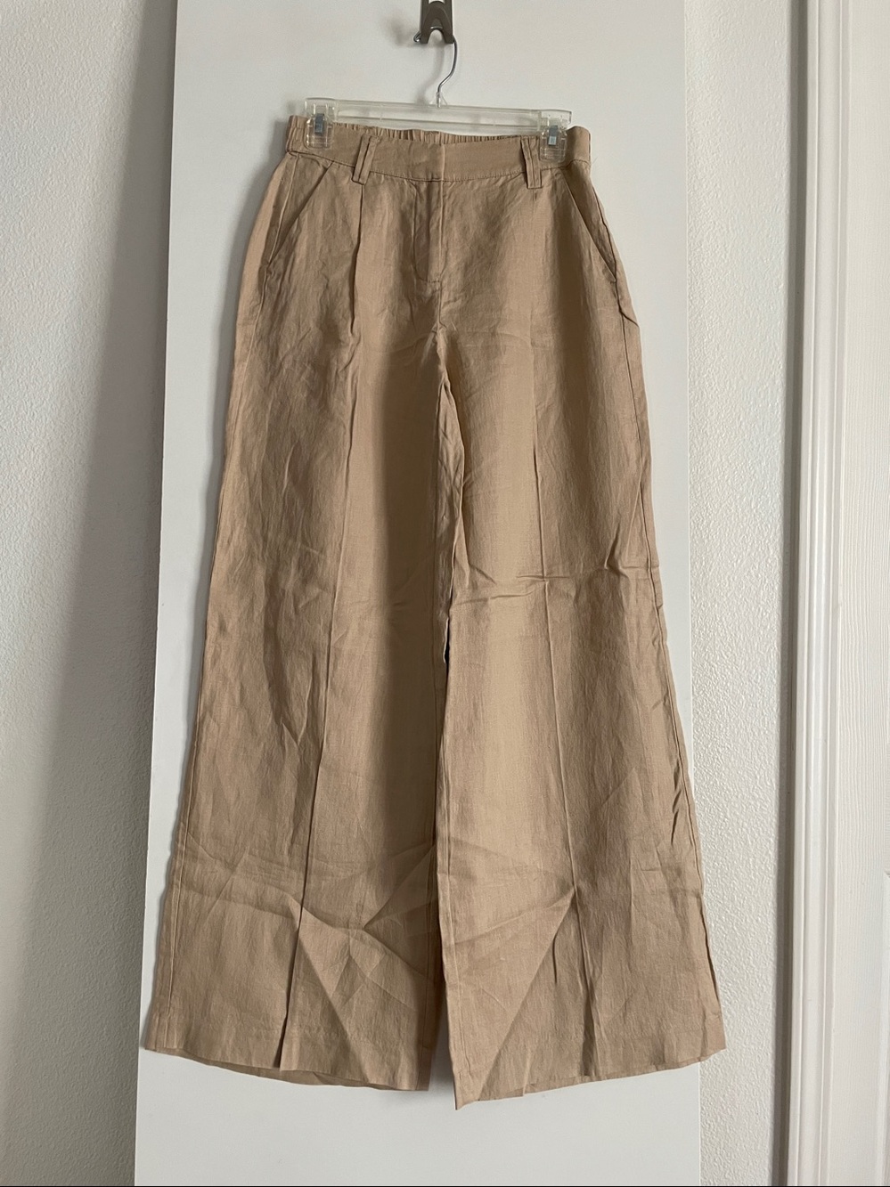 S/P Magaschoni Pure Linen High Rise Wide Leg Trousers Pants Flat Pleats New!